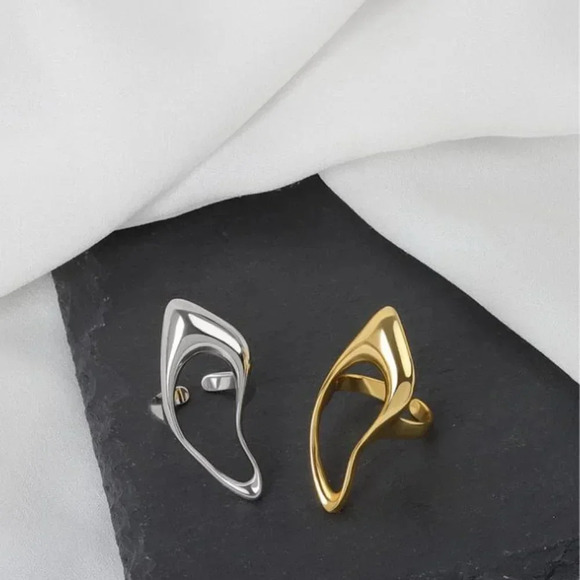 925 Sterling Silver Statement Ring Abstract Irregular Chunky Large Bold Ring - Picture 10 of 13